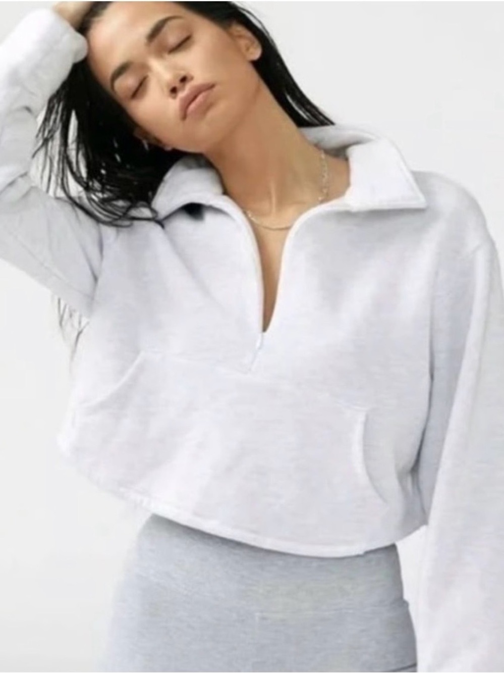 Joah Brown Aspen Half Zip Sweatshirt Heather Gray S/M